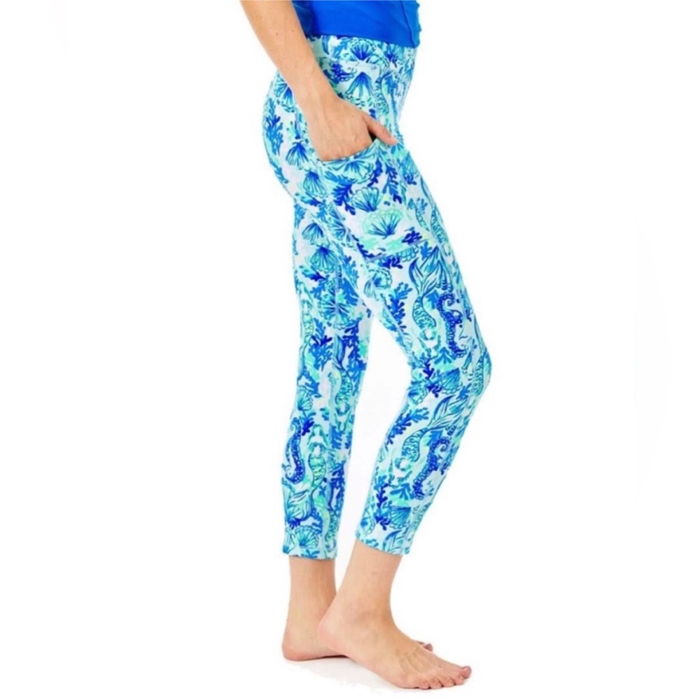 Lilly Pulitzer UPF 50+ Luxletic High Rise Weekender Midi Legging Sea Glass Aqua
